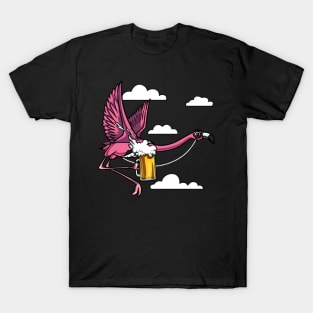 Flamingo Bird Beer Drinking Party T-Shirt